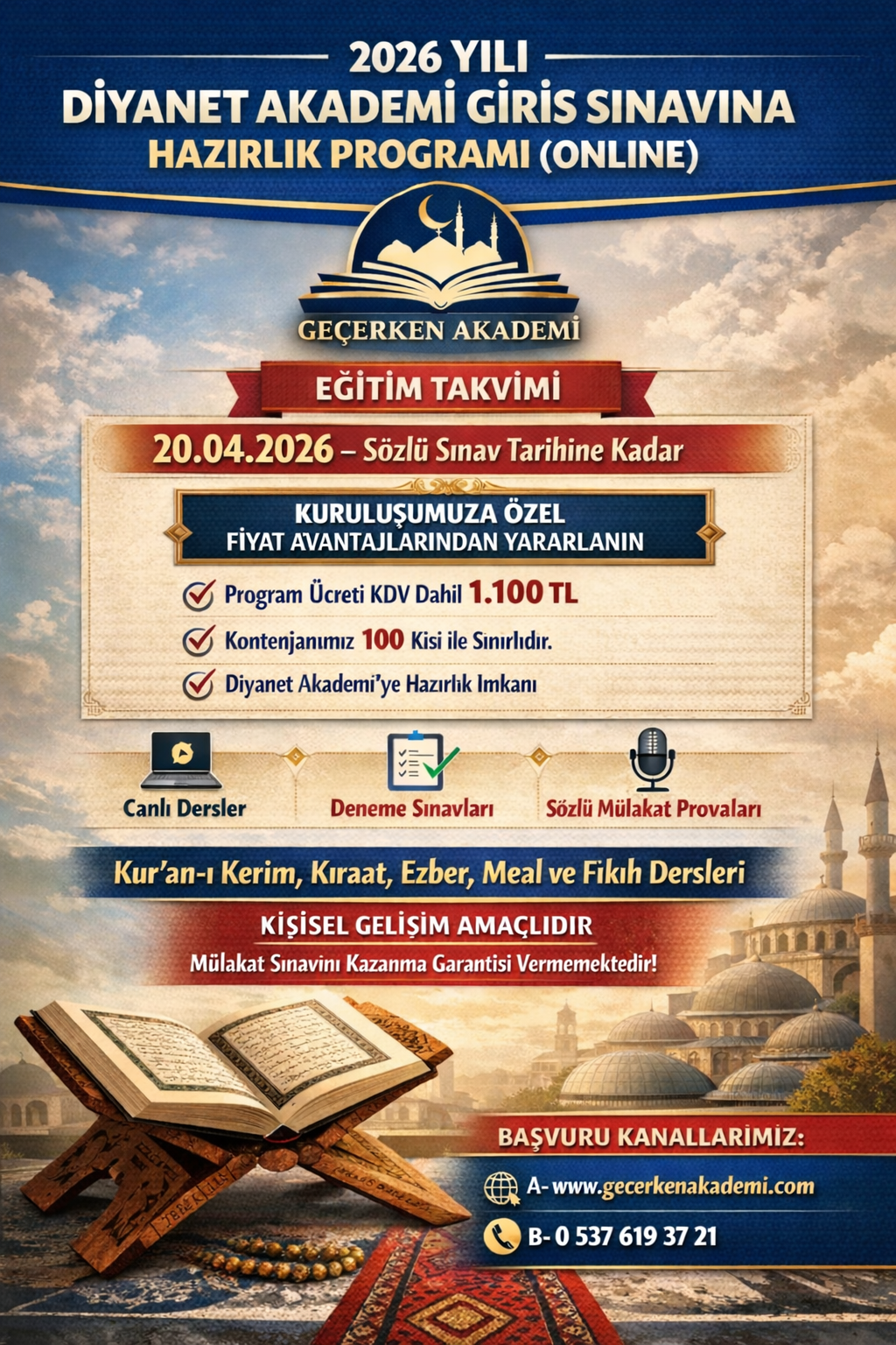 2026 Yılı Akademi Giriş Sınavı Hazırlık Programı